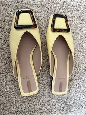 Sam Edelman Yellow Slip-On Mules with Tortoiseshell Buckle